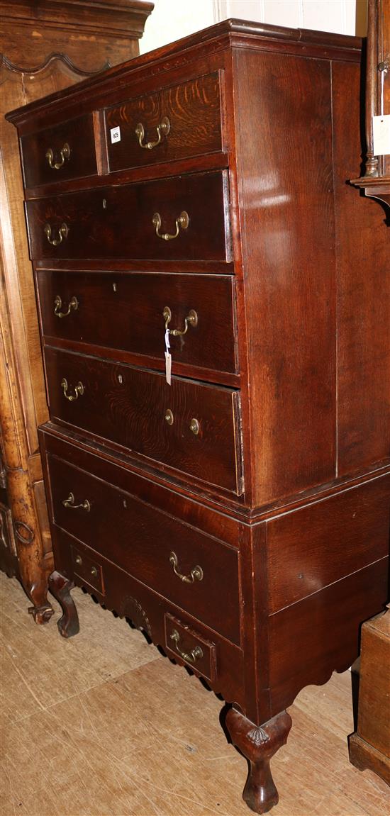 18th century Dutch oak chest on chest, W.3ft 4in. D.1ft 9in. H.5ft 8in.(-)